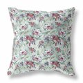 Palacedesigns 20 in. Roses Indoor & Outdoor Throw Pillow Light Green & Magenta PA3097646